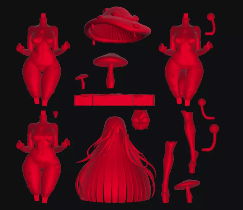Sexy Fantasy Mushroom Girl Statue 3D Print Ready STL Model 3D print model_31