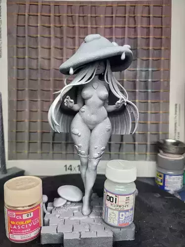 Sexy Fantasy Mushroom Girl Statue 3D Print Ready STL Model