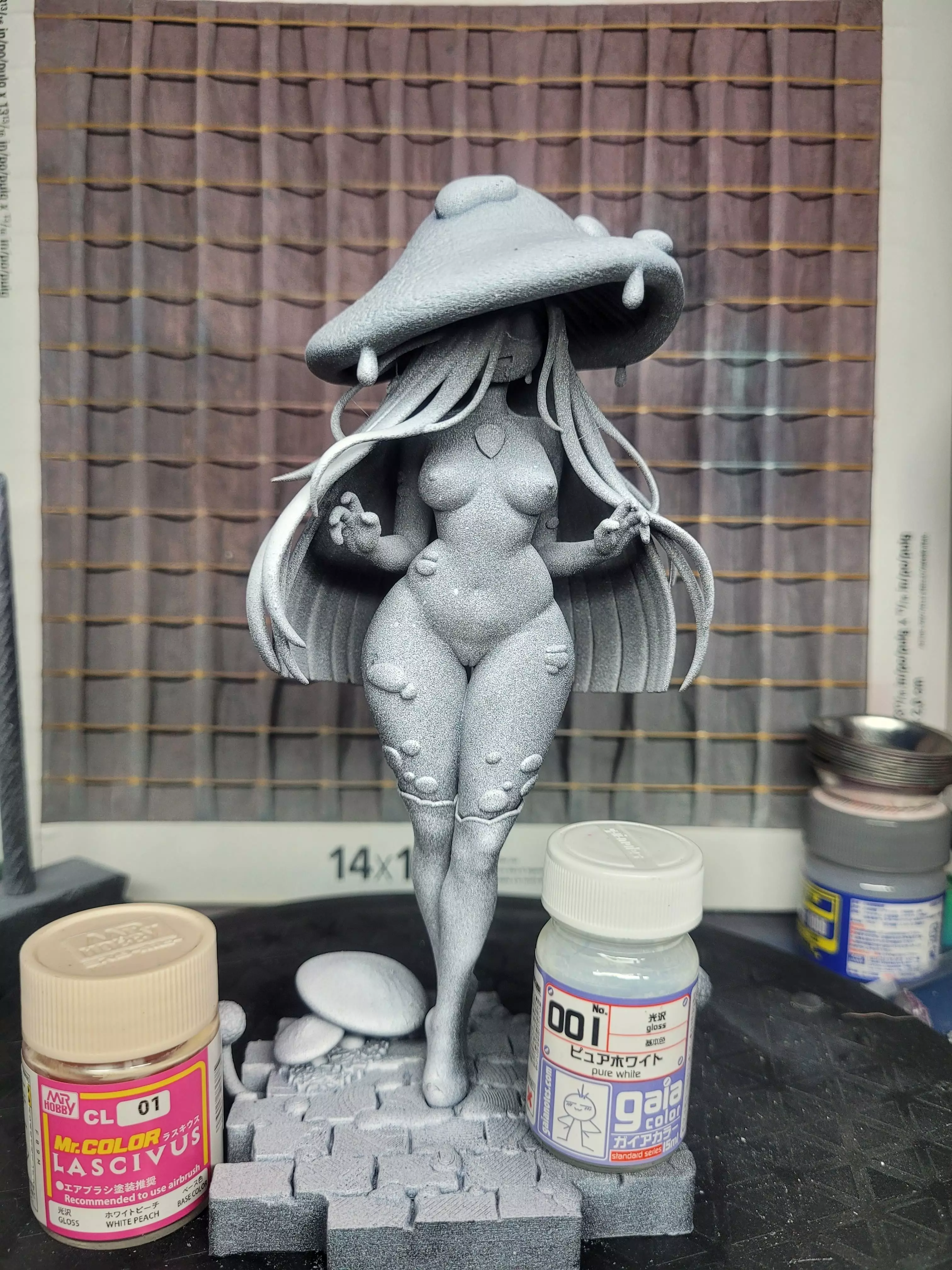 Sexy Fantasy Mushroom Girl Statue 3D Print Ready STL Model 3D print model_0