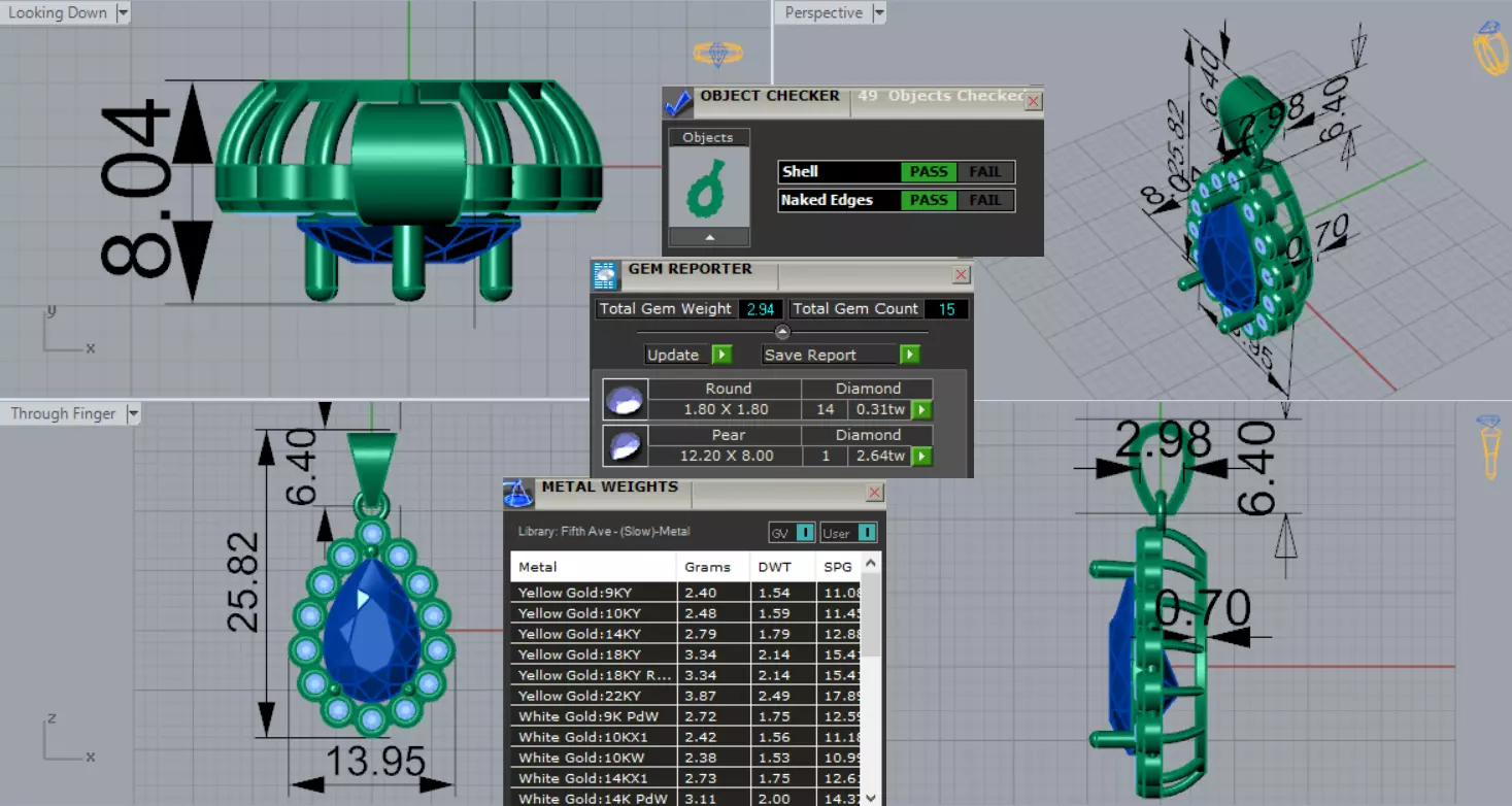 Yellow Gold stl 3dm Pendant with Ruby and Diamonds jp0307 3D print model
