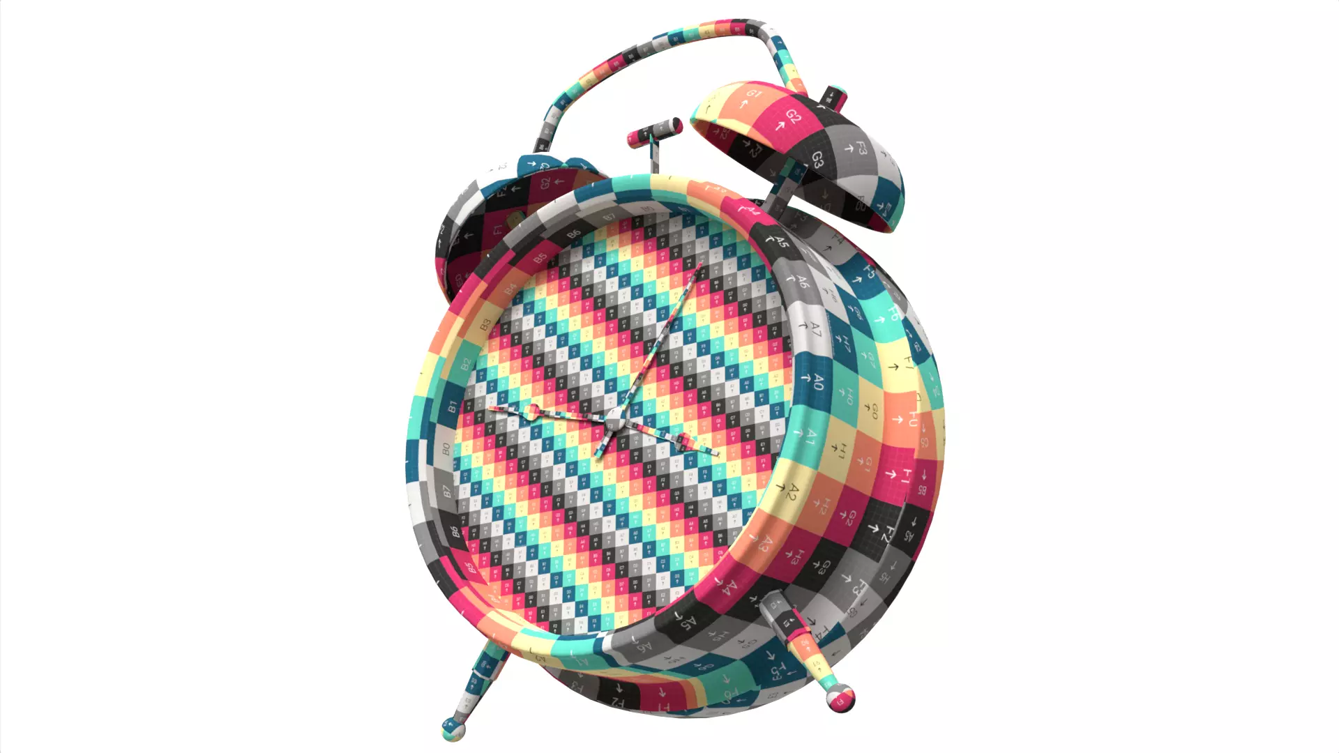 Retro Green Twin Bell Alarm Clock Low-poly 3D model_17