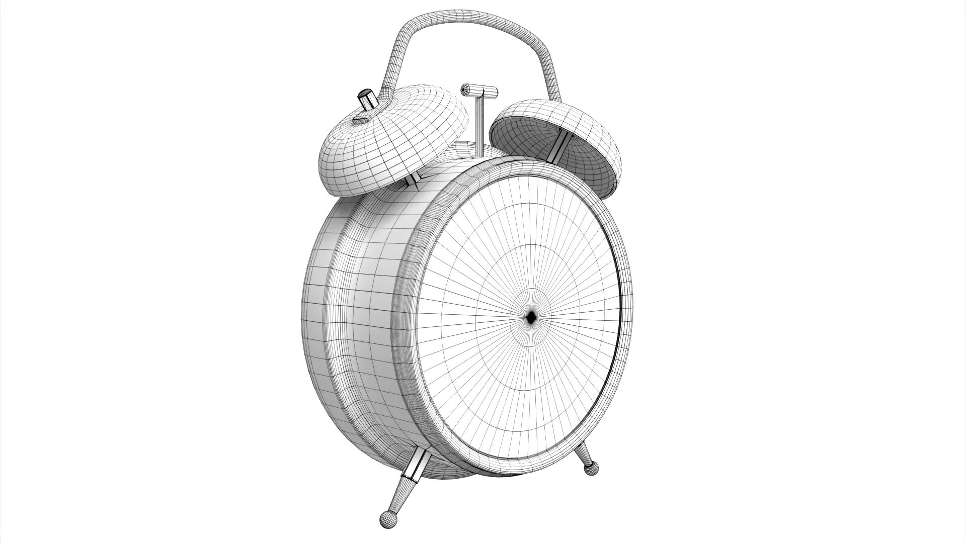 Retro Green Twin Bell Alarm Clock Low-poly 3D model_8