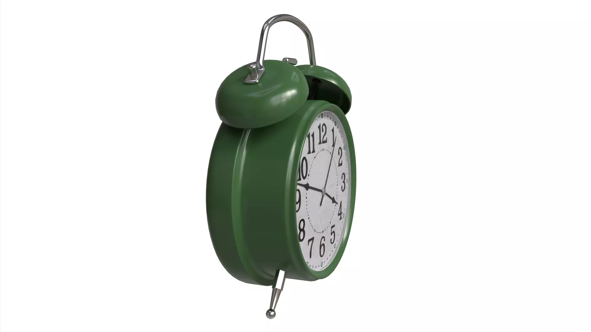 Retro Green Twin Bell Alarm Clock Low-poly 3D model_3