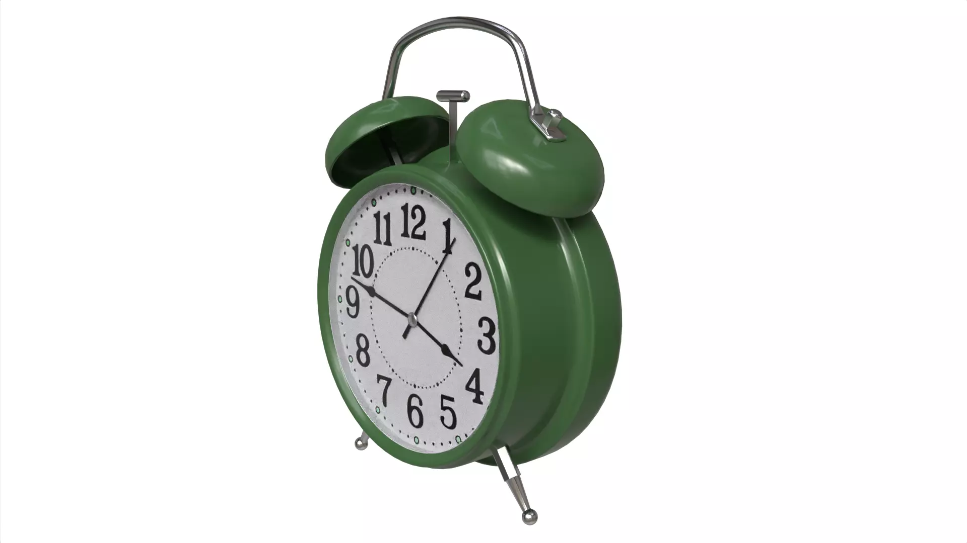 Retro Green Twin Bell Alarm Clock Low-poly 3D model_6