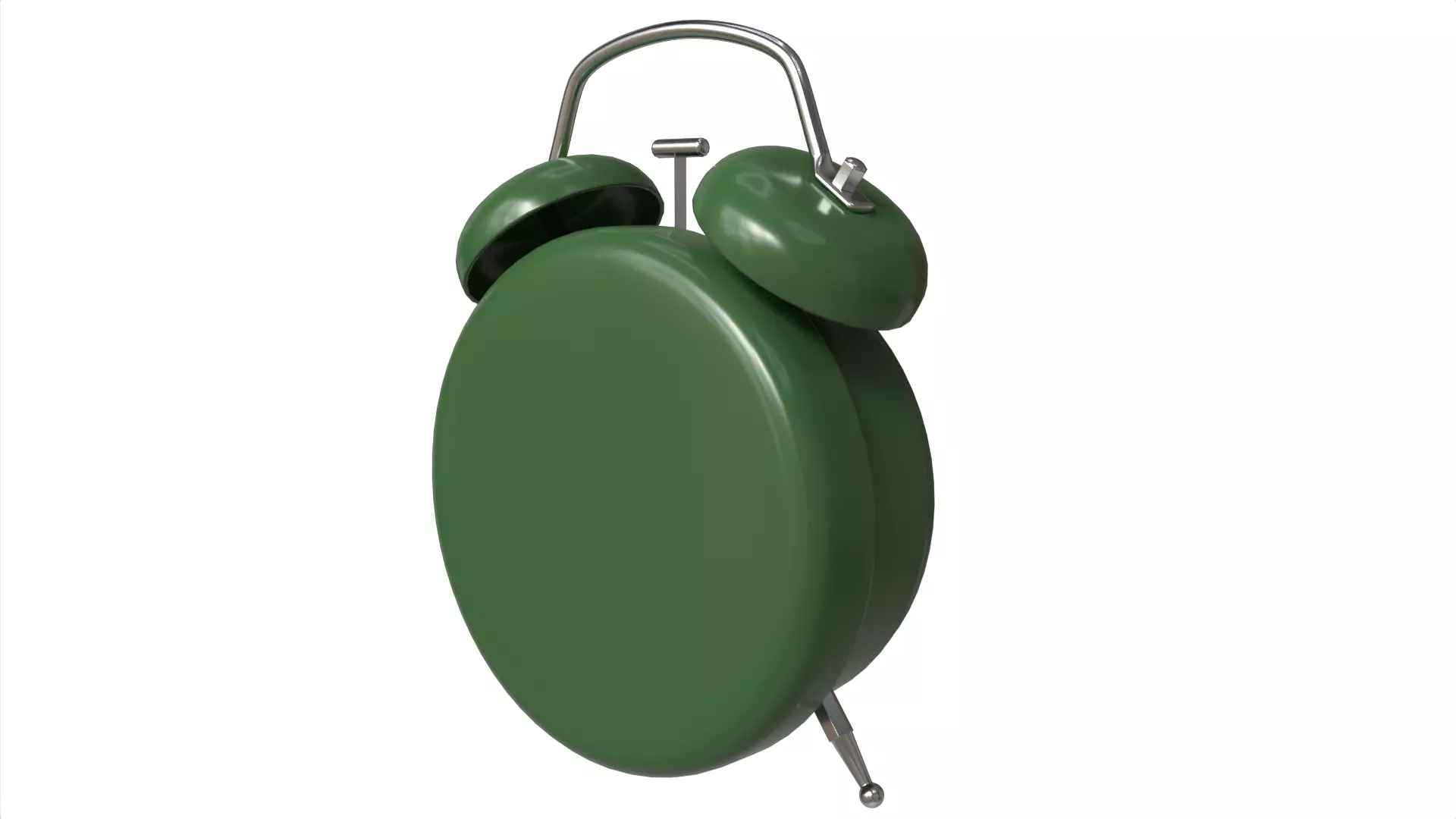 Retro Green Twin Bell Alarm Clock Low-poly 3D model_4