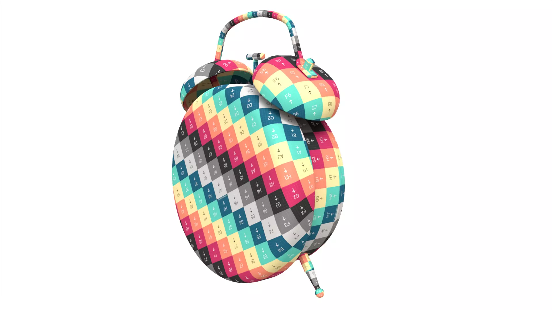 Retro Green Twin Bell Alarm Clock Low-poly 3D model_15