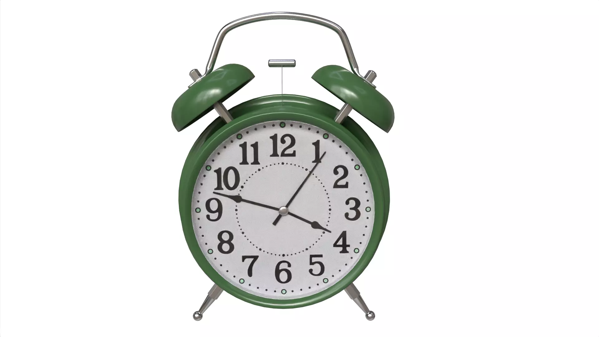 Retro Green Twin Bell Alarm Clock Low-poly 3D model_1