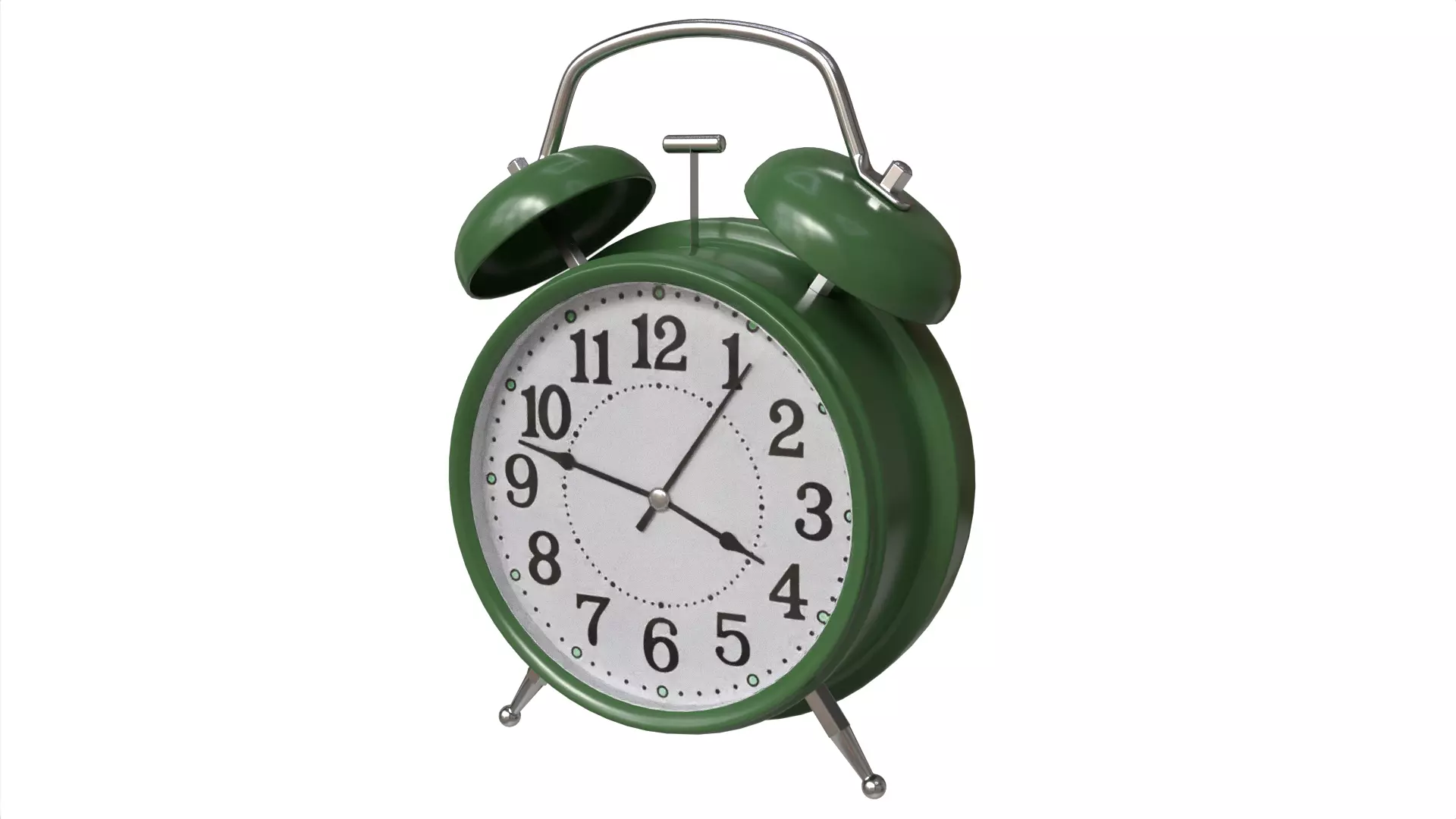Retro Green Twin Bell Alarm Clock Low-poly 3D model_0