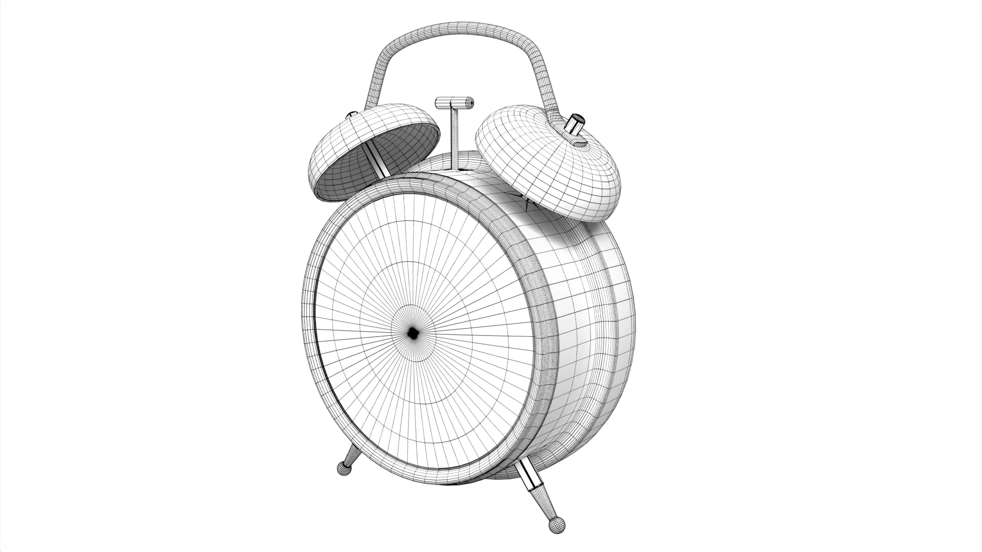 Retro Green Twin Bell Alarm Clock Low-poly 3D model_7