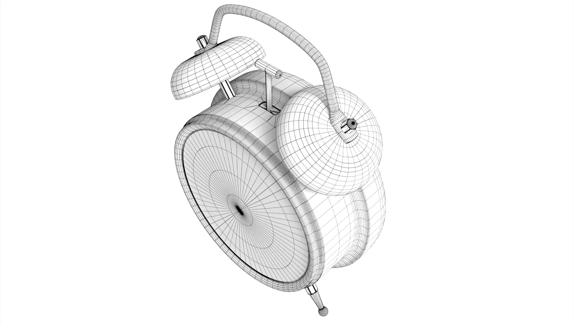 Retro Green Twin Bell Alarm Clock Low-poly 3D model_11