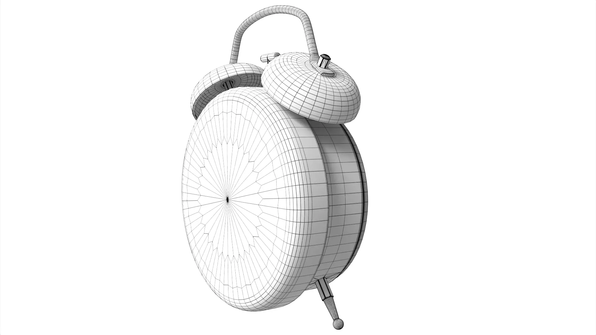 Retro Green Twin Bell Alarm Clock Low-poly 3D model_9