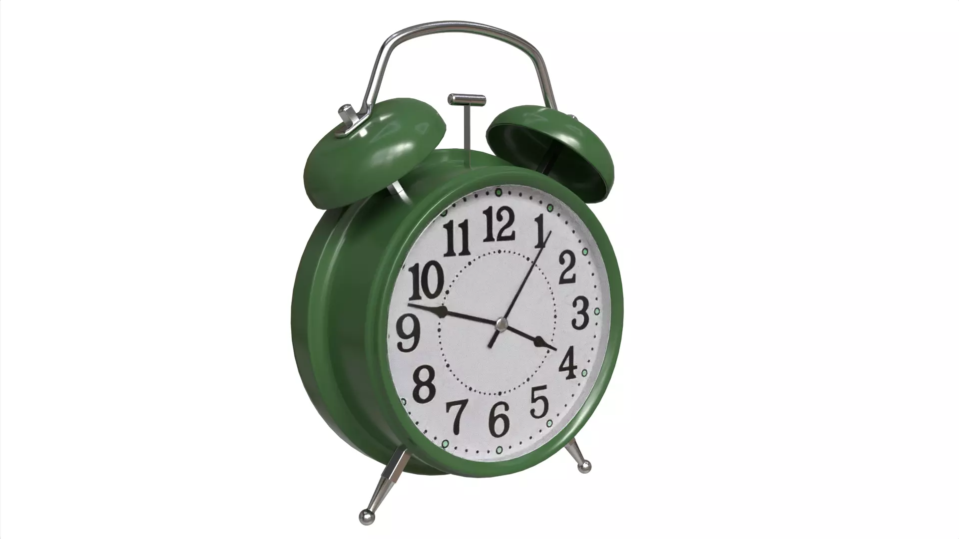 Retro Green Twin Bell Alarm Clock Low-poly 3D model_2