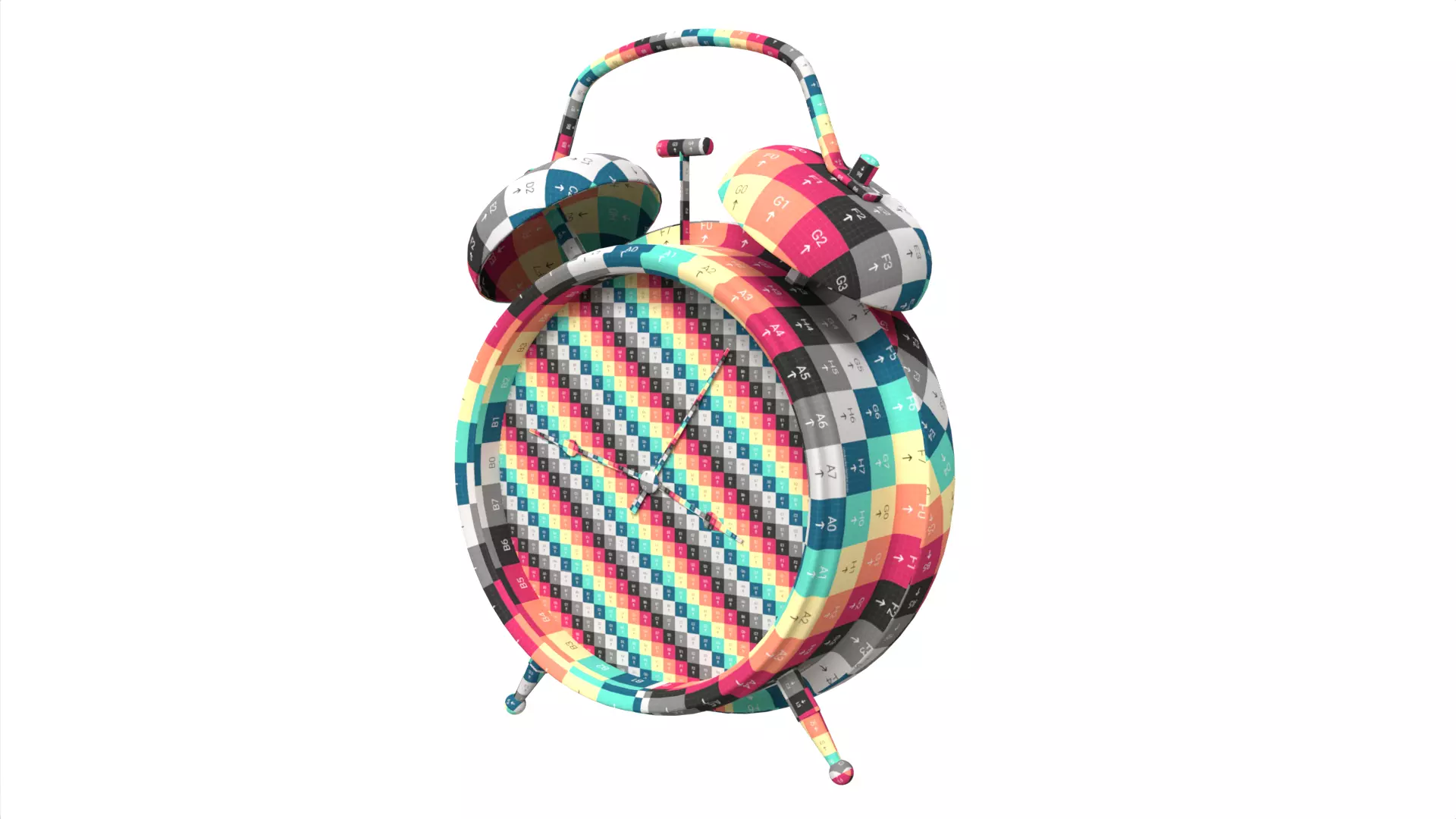 Retro Green Twin Bell Alarm Clock Low-poly 3D model_13