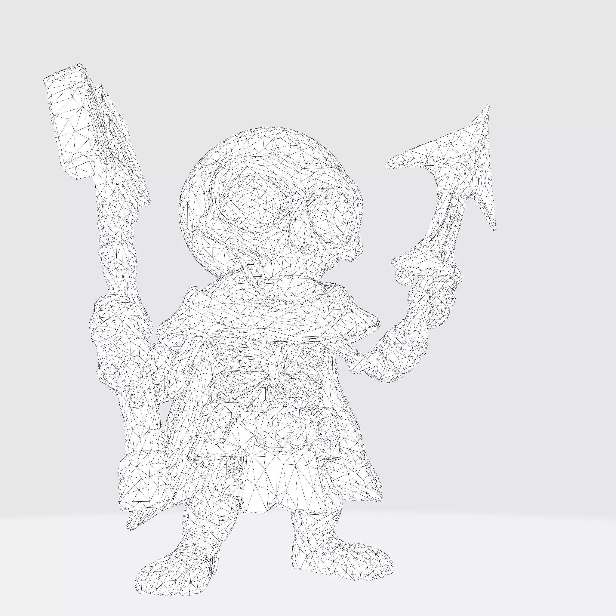 Cartoon Skeleton Warrior  Stylized 3D Game Print Model 3D model_1