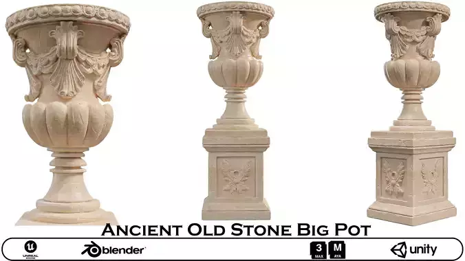 Ancient Old Stone Big Pot