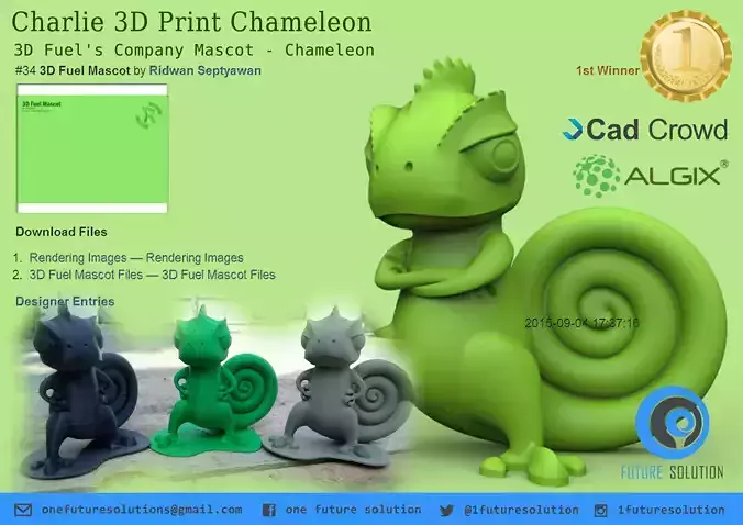 Charlie - Algix Chameleon Mascot Free 3D print model