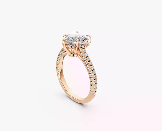 Solitaire heart diamond ring hidden halo -RJ040 3D print model