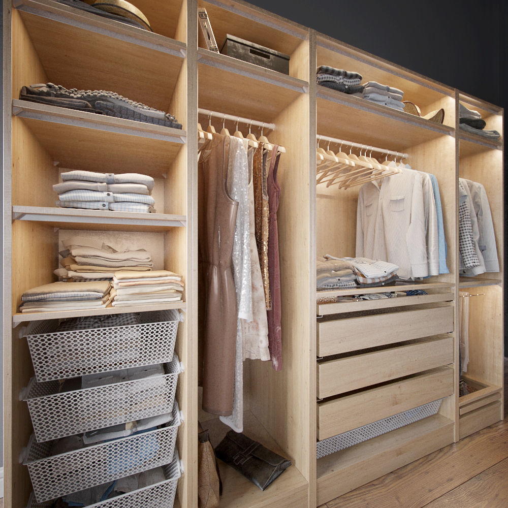 Wardrobe with Clothes part A 3D model_2