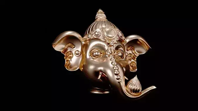  Ganesha Head 3D Printable Model  Hollowed