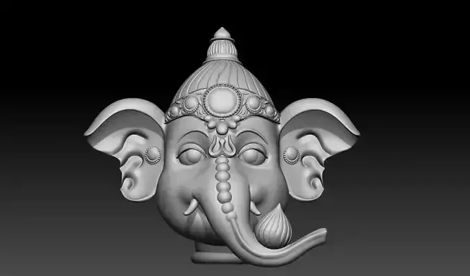  Ganesha Head 3D Printable Model  Hollowed