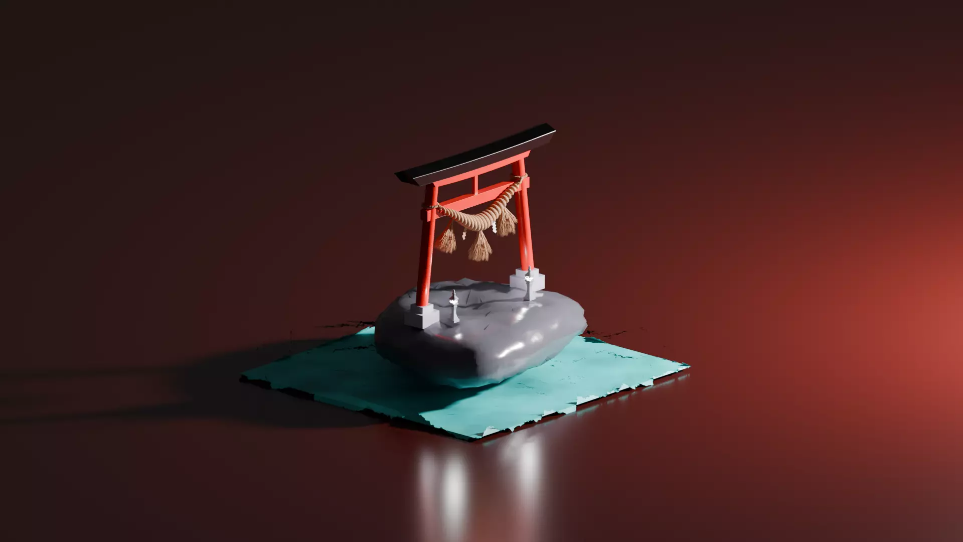 Japanese Torii Shrine Set Free 3D model