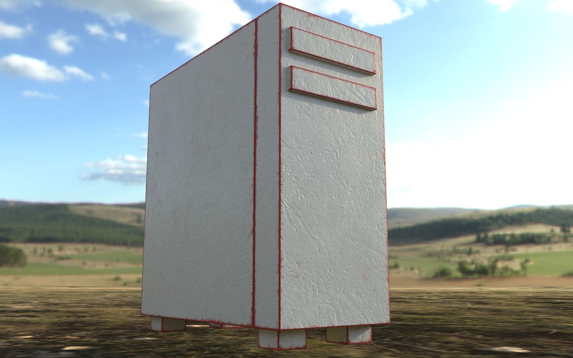 Computer  PC Set with Different Textures Low-poly 3D model_11