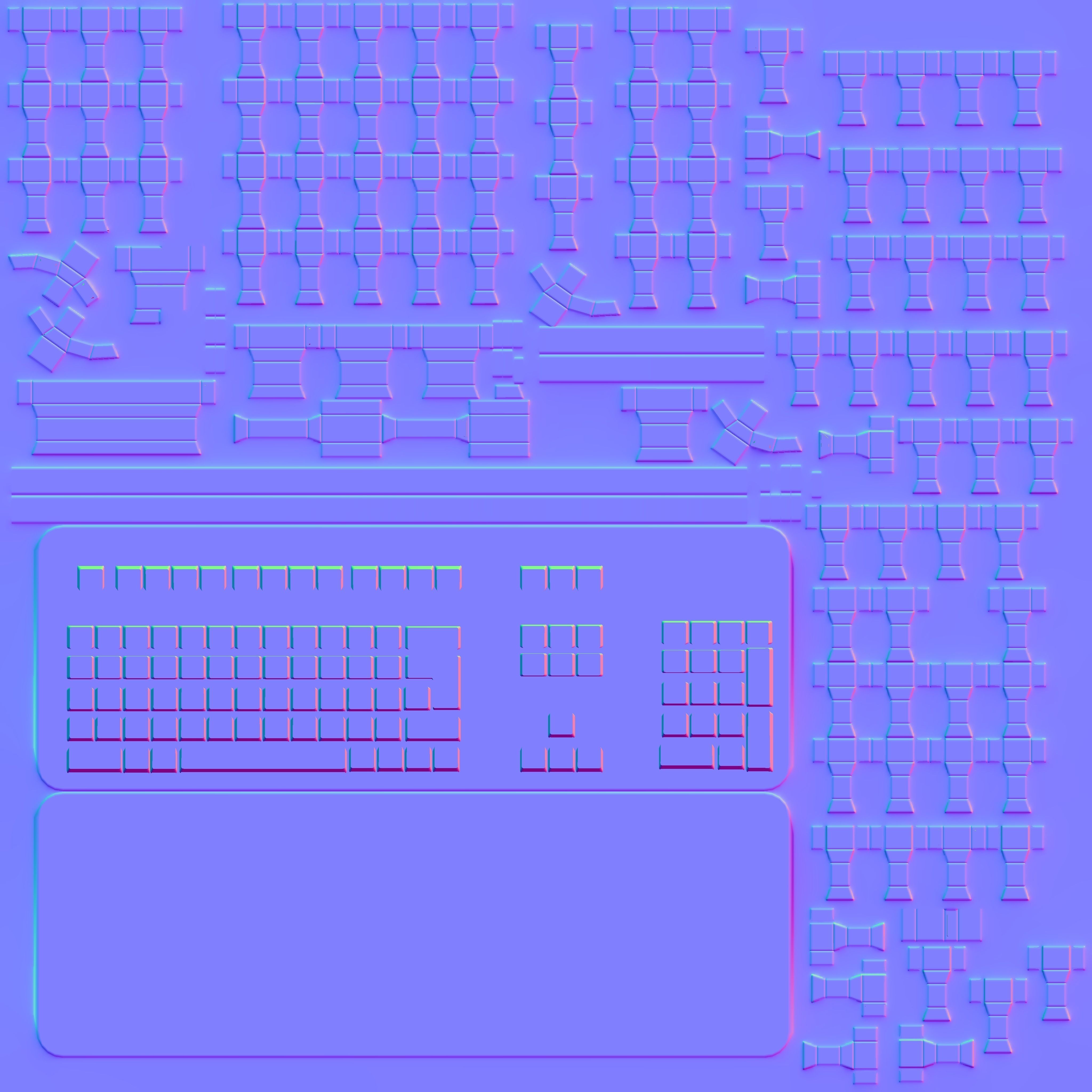 Computer  PC Set with Different Textures Low-poly 3D model_23