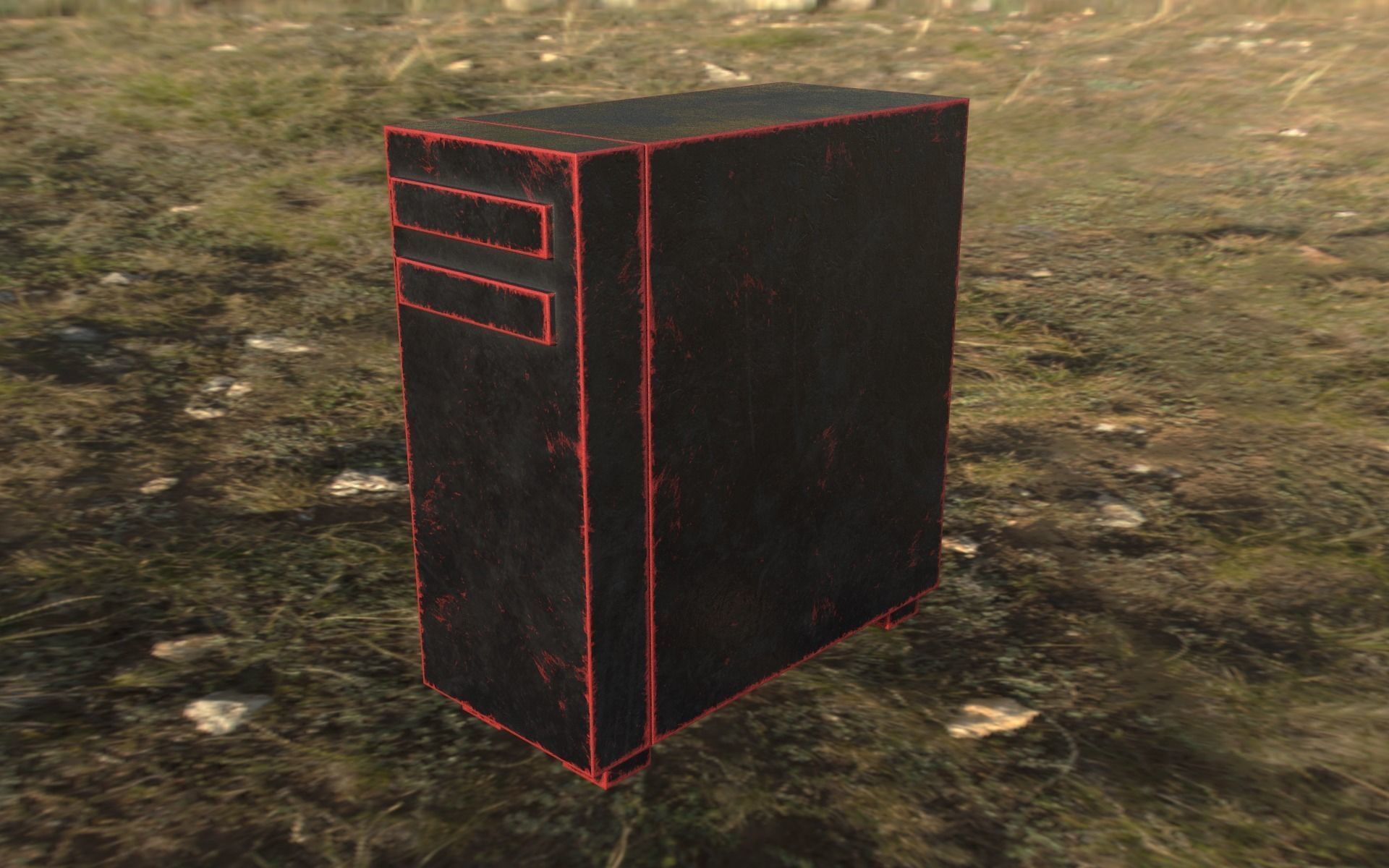 Computer  PC Set with Different Textures Low-poly 3D model_7