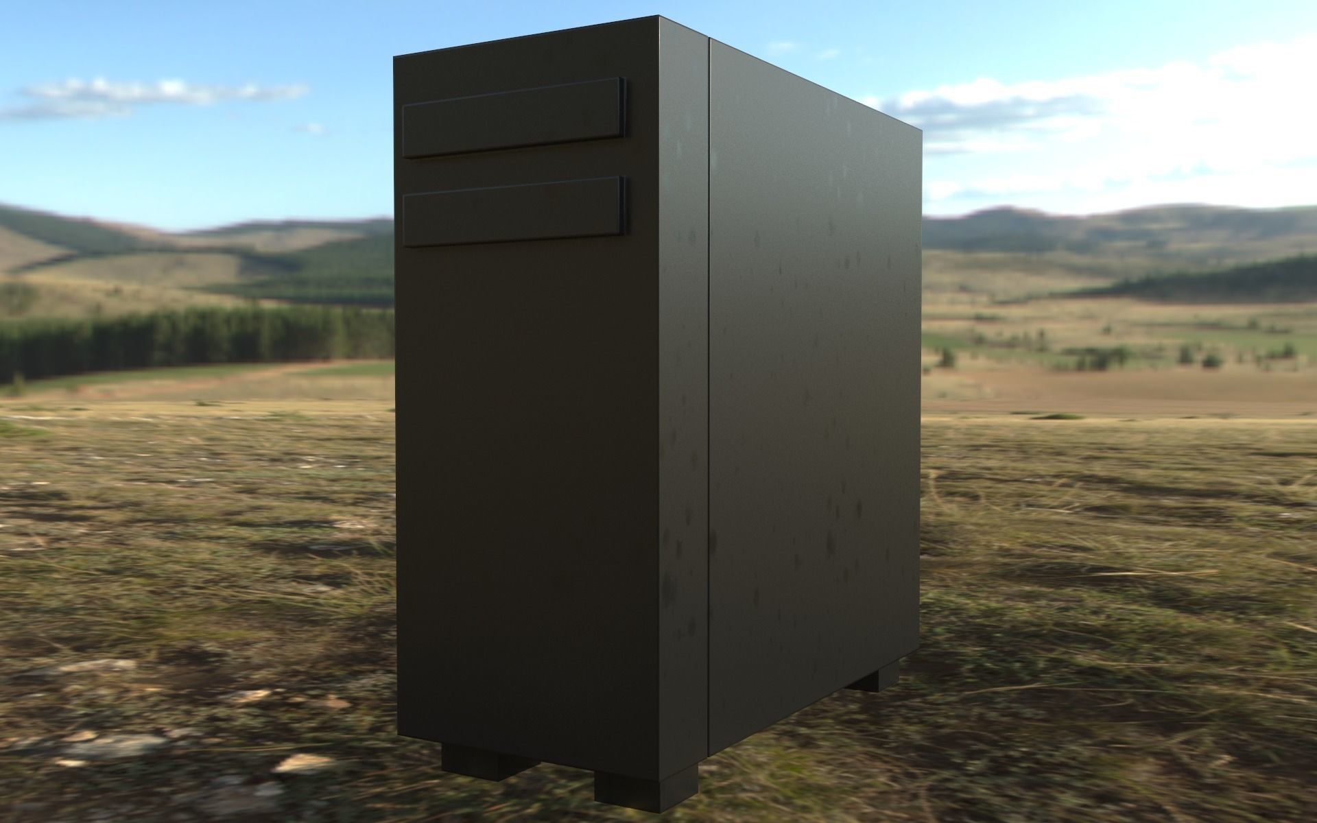 Computer  PC Set with Different Textures Low-poly 3D model_6