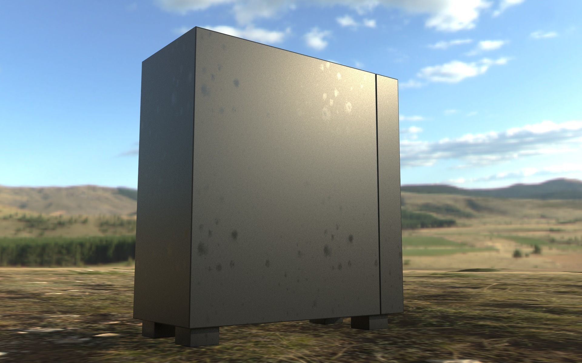 Computer  PC Set with Different Textures Low-poly 3D model_10