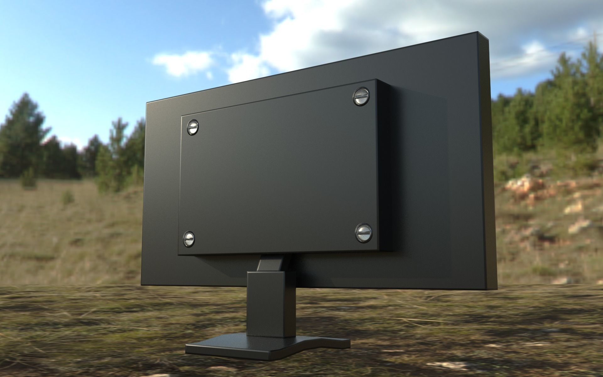 Computer  PC Set with Different Textures Low-poly 3D model_5