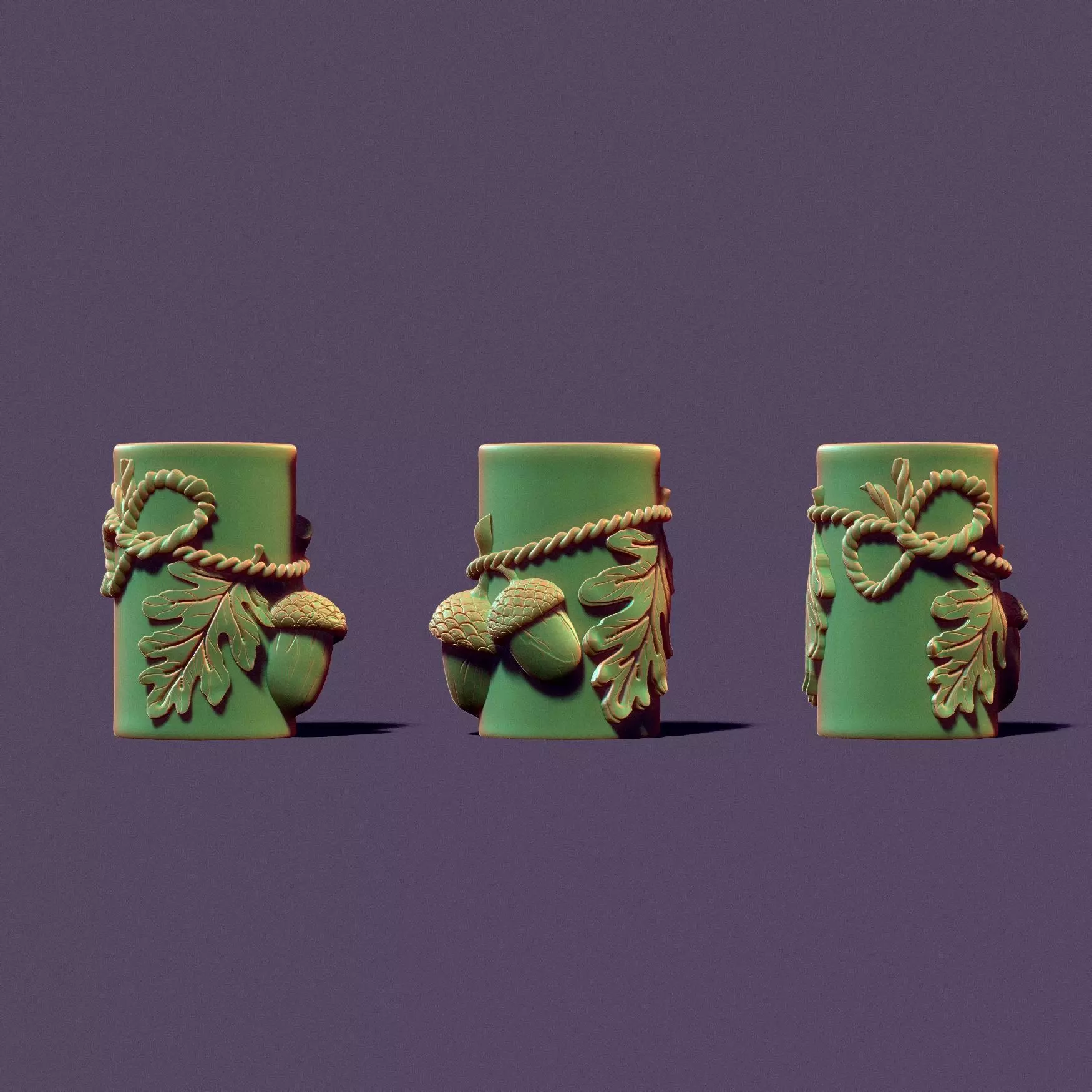 Autumn candle with acorns and leaves 3D print model