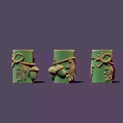 Autumn candle with acorns and leaves