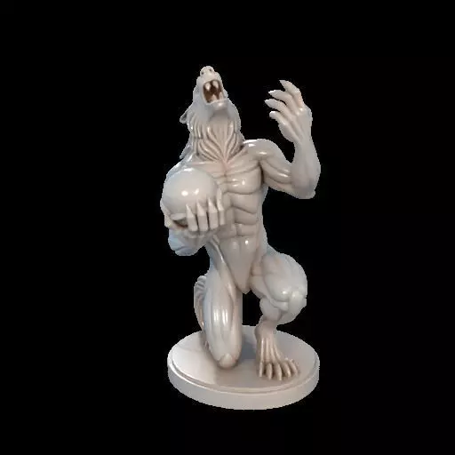 2134Werewolf Howling with Skull 3D Model magic 3D print model_18