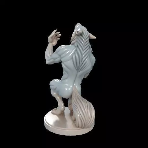 2134Werewolf Howling with Skull 3D Model magic 3D print model_3