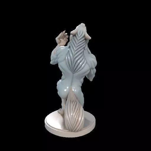 2134Werewolf Howling with Skull 3D Model magic 3D print model_29