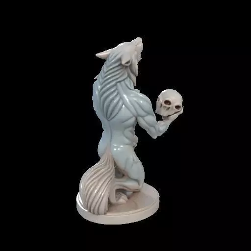 2134Werewolf Howling with Skull 3D Model magic 3D print model_26