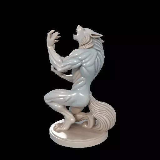 2134Werewolf Howling with Skull 3D Model magic 3D print model_7