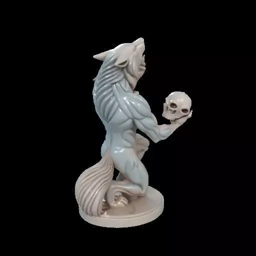 2134Werewolf Howling with Skull 3D Model magic 3D print model_25