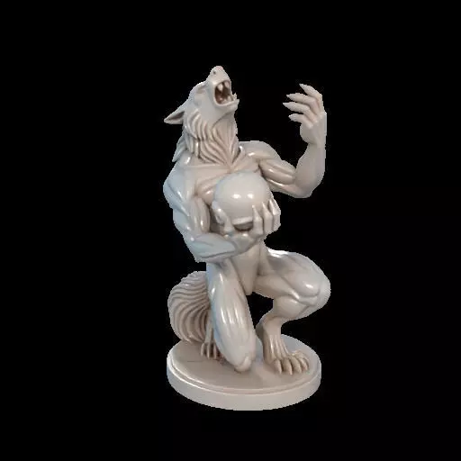 2134Werewolf Howling with Skull 3D Model magic 3D print model_20