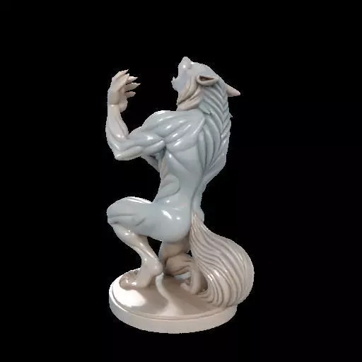 2134Werewolf Howling with Skull 3D Model magic 3D print model_5