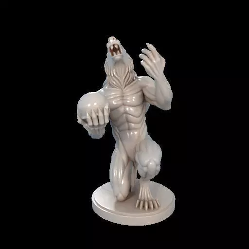 2134Werewolf Howling with Skull 3D Model magic 3D print model_17