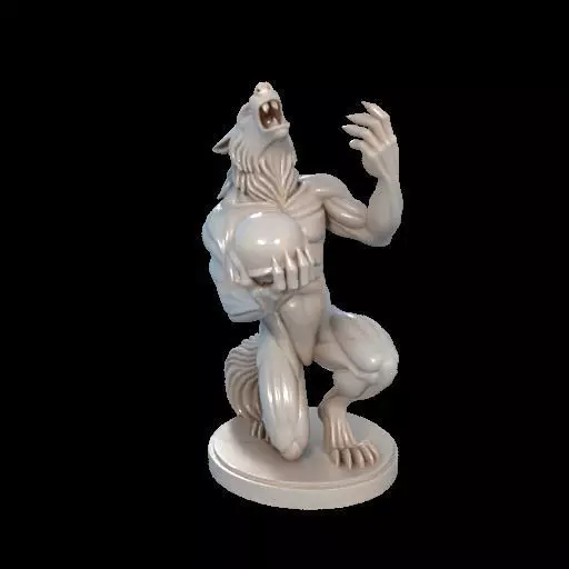 2134Werewolf Howling with Skull 3D Model magic 3D print model_19