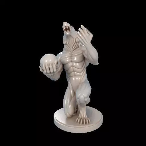 2134Werewolf Howling with Skull 3D Model magic 3D print model_16