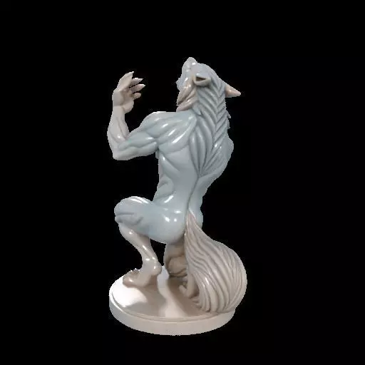 2134Werewolf Howling with Skull 3D Model magic 3D print model_4