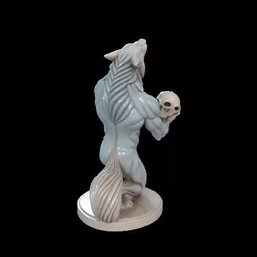 2134Werewolf Howling with Skull 3D Model magic 3D print model_27