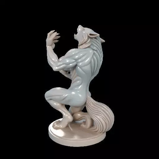 2134Werewolf Howling with Skull 3D Model magic 3D print model_6