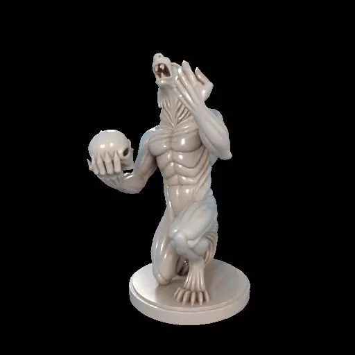 2134Werewolf Howling with Skull 3D Model magic 3D print model_15