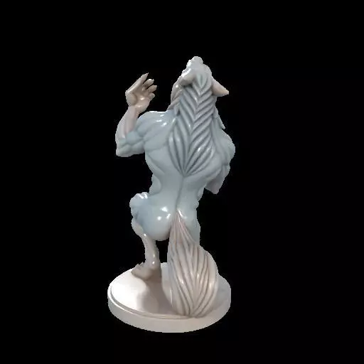 2134Werewolf Howling with Skull 3D Model magic 3D print model_2