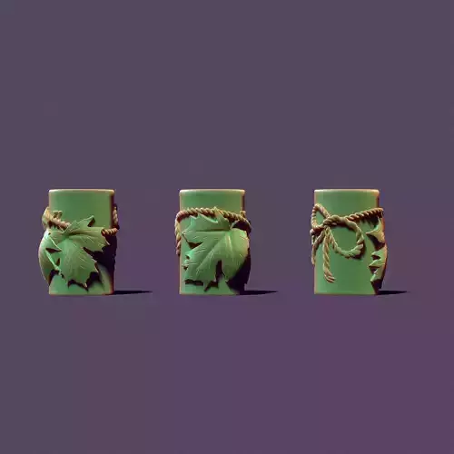 Autumn candle with maple leaves